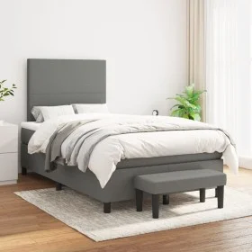 Cama box spring con colchón tela gris oscuro 120x200 cm de vidaXL, Camas y somieres - Ref: Foro24-3136422, Precio: 431,58 €, ...