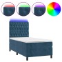 Cama box spring colchón y LED terciopelo azul oscuro 90x200 cm de vidaXL, Camas y somieres - Ref: Foro24-3136285, Precio: 383...