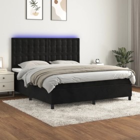 Cama box spring colchón y LED terciopelo negro 160x200 cm de vidaXL, Camas y somieres - Ref: Foro24-3136373, Precio: 542,94 €...