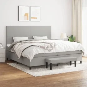 Cama box spring con colchón tela gris claro 200x200 cm de vidaXL, Camas y somieres - Ref: Foro24-3136461, Precio: 782,16 €, D...
