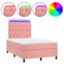 Cama box spring colchón y LED terciopelo rosa 120x200 cm de vidaXL, Camas y somieres - Ref: Foro24-3136298, Precio: 457,31 €,...
