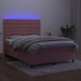 Cama box spring colchón y LED terciopelo rosa 140x190 cm de vidaXL, Camas y somieres - Ref: Foro24-3136364, Precio: 516,88 €,...