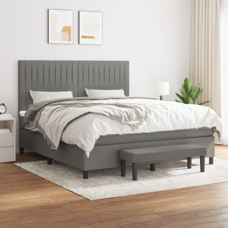Cama box spring con colchón tela gris oscuro 180x200 cm de vidaXL, Camas y somieres - Ref: Foro24-3136774, Precio: 698,81 €, ...