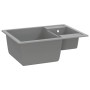 Fregadero de cocina doble seno con rebosadero granito gris de vidaXL, Fregaderos - Ref: Foro24-147086, Precio: 128,07 €, Desc...