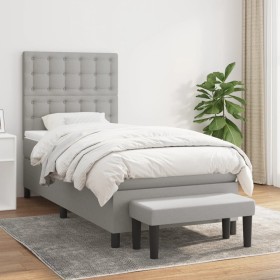 Cama box spring con colchón tela gris claro 90x190 cm de vidaXL, Camas y somieres - Ref: Foro24-3136877, Precio: 345,18 €, De...