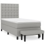 Cama box spring con colchón tela gris claro 90x190 cm de vidaXL, Camas y somieres - Ref: Foro24-3136877, Precio: 345,18 €, De...