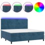 Cama box spring colchón y LED terciopelo azul oscuro 200x200 cm de vidaXL, Camas y somieres - Ref: Foro24-3136267, Precio: 66...