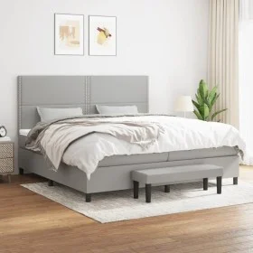 Box spring bed with light gray fabric mattress 200x200 cm by vidaXL, Beds and slatted bases - Ref: Foro24-3136541, Price: 761...