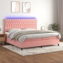 Cama box spring colchón y LED terciopelo rosa 200x200 cm de vidaXL, Camas y somieres - Ref: Foro24-3136328, Precio: 664,58 €,...
