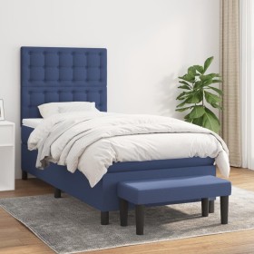 Cama box spring con colchón tela azul 90x200 cm de vidaXL, Camas y somieres - Ref: Foro24-3136891, Precio: 375,05 €, Descuent...