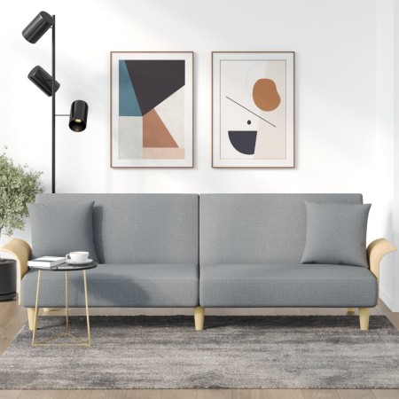 Sofá cama con reposabrazos tela gris claro en Sofás | Comprar online en Foru.es