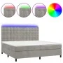 Boxspringbett mit Matratze und hellgrauem LED-Samt 200x200 cm von vidaXL, Betten und Lattenroste - Ref: Foro24-3136383, Preis...