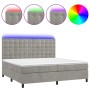 Cama box spring colchón y LED terciopelo gris claro 200x200 cm de vidaXL, Camas y somieres - Ref: Foro24-3136383, Precio: 629...