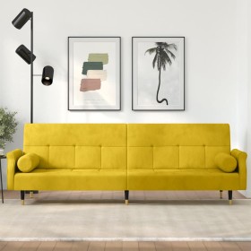 Sofá cama con cojines terciopelo amarillo en Sofás | Comprar online en Foru.es