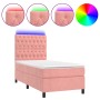 Cama box spring colchón y LED terciopelo rosa 90x200 cm de vidaXL, Camas y somieres - Ref: Foro24-3136286, Precio: 342,35 €, ...
