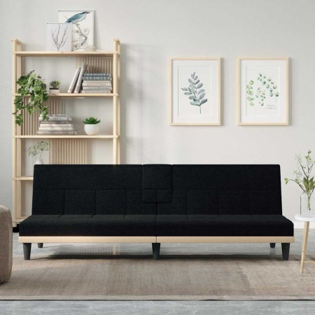 Sofá cama con portavasos tela negro en Sofás | Comprar online en Foru.es