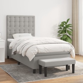 Cama box spring con colchón tela gris claro 90x200 cm de vidaXL, Camas y somieres - Ref: Foro24-3136885, Precio: 373,91 €, De...