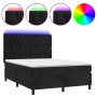 Cama box spring colchón y LED terciopelo negro 140x190 cm de vidaXL, Camas y somieres - Ref: Foro24-3136301, Precio: 516,72 €...