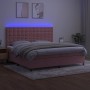 Cama box spring colchón y LED terciopelo rosa 200x200 cm de vidaXL, Camas y somieres - Ref: Foro24-3136388, Precio: 613,83 €,...