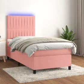 Cama box spring colchón y LED terciopelo rosa 80x200 cm de vidaXL, Camas y somieres - Ref: Foro24-3136214, Precio: 325,50 €, ...