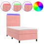 Cama box spring colchón y LED terciopelo rosa 80x200 cm de vidaXL, Camas y somieres - Ref: Foro24-3136214, Precio: 319,57 €, ...