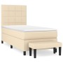 Cama box spring con colchón tela color crema 100x200 cm de vidaXL, Camas y somieres - Ref: Foro24-3136578, Precio: 359,62 €, ...