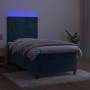 Cama box spring colchón y LED terciopelo azul oscuro 90x200 cm de vidaXL, Camas y somieres - Ref: Foro24-3135985, Precio: 351...