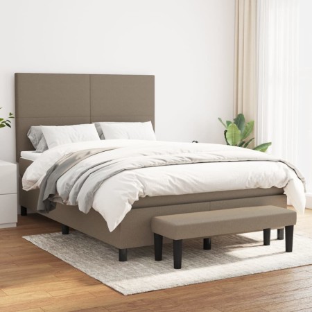 Cama box spring con colchón tela gris taupe 140x200 cm de vidaXL, Camas y somieres - Ref: Foro24-3136441, Precio: 581,71 €, D...