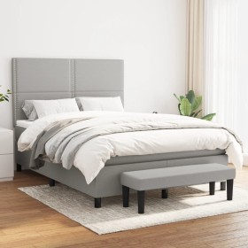 Cama box spring con colchón tela gris claro 140x190 cm de vidaXL, Camas y somieres - Ref: Foro24-3136509, Precio: 520,92 €, D...