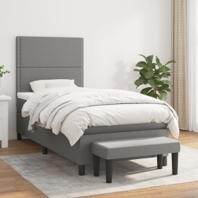 Cama box spring con colchón tela gris oscuro 100x200 cm de vidaXL, Camas y somieres - Ref: Foro24-3136494, Precio: 375,16 €, ...