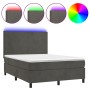 Cama box spring colchón y LED terciopelo gris oscuro 140x200 cm de vidaXL, Camas y somieres - Ref: Foro24-3136006, Precio: 49...