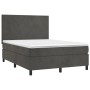 Cama box spring colchón y LED terciopelo gris oscuro 140x200 cm de vidaXL, Camas y somieres - Ref: Foro24-3136006, Precio: 49...