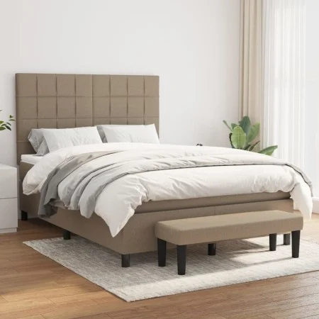 Box spring bed with taupe gray fabric mattress 140x200 cm by vidaXL, Beds and slatted bases - Ref: Foro24-3136601, Price: 561...