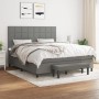 Cama box spring con colchón tela gris oscuro 160x200 cm de vidaXL, Camas y somieres - Ref: Foro24-3136606, Precio: 618,71 €, ...