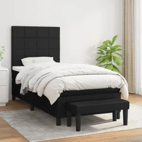 Cama box spring con colchón tela negro 90x200 cm de vidaXL, Camas y somieres - Ref: Foro24-3136567, Precio: 365,63 €, Descuen...
