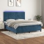 Cama box spring colchón y LED terciopelo azul oscuro 180x200 cm de vidaXL, Camas y somieres - Ref: Foro24-3136261, Precio: 64...