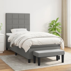 Cama box spring con colchón tela gris oscuro 100x200 cm de vidaXL, Camas y somieres - Ref: Foro24-3136574, Precio: 393,38 €, ...