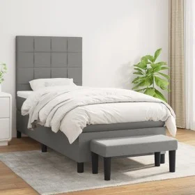Box spring bed with dark gray fabric mattress 90x190 cm by vidaXL, Beds and slatted bases - Ref: Foro24-3136558, Price: 346,6...