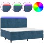 Cama box spring colchón y LED terciopelo azul oscuro 200x200 cm de vidaXL, Camas y somieres - Ref: Foro24-3136027, Precio: 66...