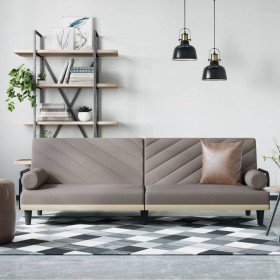 Sofá cama con reposabrazos tela gris taupe en Sofás | Comprar online en Foru.es