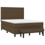 Cama box spring con colchón tela marrón oscuro 140x200 cm de vidaXL, Camas y somieres - Ref: Foro24-3136680, Precio: 549,34 €...