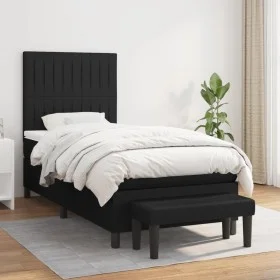 Box spring bed with black fabric mattress 90x190 cm by vidaXL, Beds and slatted bases - Ref: Foro24-3136719, Price: 336,04 €,...