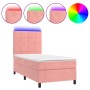Cama box spring colchón y LED terciopelo rosa 100x200 cm de vidaXL, Camas y somieres - Ref: Foro24-3136112, Precio: 349,42 €,...