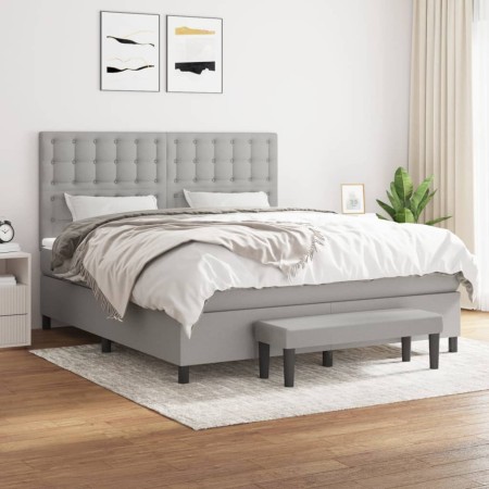 Cama box spring con colchón tela gris claro 180x200 cm de vidaXL, Camas y somieres - Ref: Foro24-3136933, Precio: 640,13 €, D...