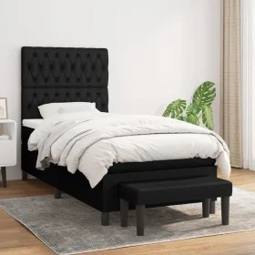 Cama box spring con colchón tela negro 90x200 cm de vidaXL, Camas y somieres - Ref: Foro24-3136807, Precio: 374,62 €, Descuen...