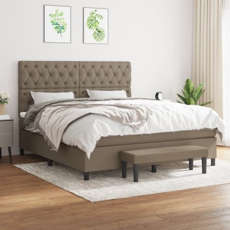 Cama box spring con colchón tela gris taupe 160x200 cm de vidaXL, Camas y somieres - Ref: Foro24-3136849, Precio: 674,95 €, D...