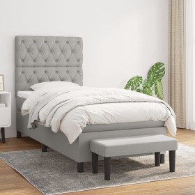 Cama box spring con colchón tela gris claro 80x200 cm de vidaXL, Camas y somieres - Ref: Foro24-3136789, Precio: 346,67 €, De...
