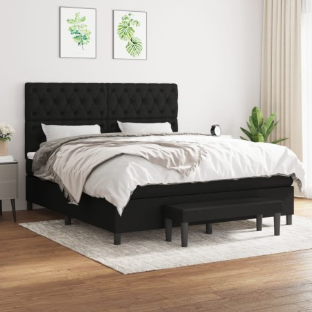 Cama box spring con colchón tela negro 160x200 cm de vidaXL, Camas y somieres - Ref: Foro24-3136847, Precio: 649,32 €, Descue...
