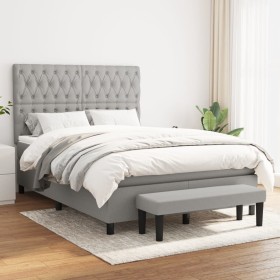 Cama box spring con colchón tela gris claro 140x200 cm de vidaXL, Camas y somieres - Ref: Foro24-3136837, Precio: 521,79 €, D...