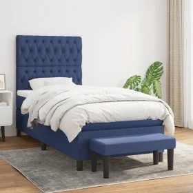 Cama box spring con colchón tela azul 100x200 cm de vidaXL, Camas y somieres - Ref: Foro24-3136819, Precio: 406,91 €, Descuen...
